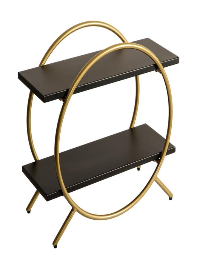 DECOWORLD || Premium 2 Tier Circular Countertop Organizer Rack ||Multishelf Storage Stand for Kitchen, Bathroom or Dressing table||Spice Rack,Cosmetics Organizer or Bathroom Organizer (Black & Golden) - Image 1